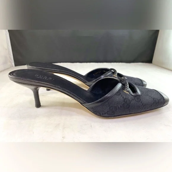 Gucci | Shoes | Gucci Authentic Black Monogram Kitten Heels  display picture 1